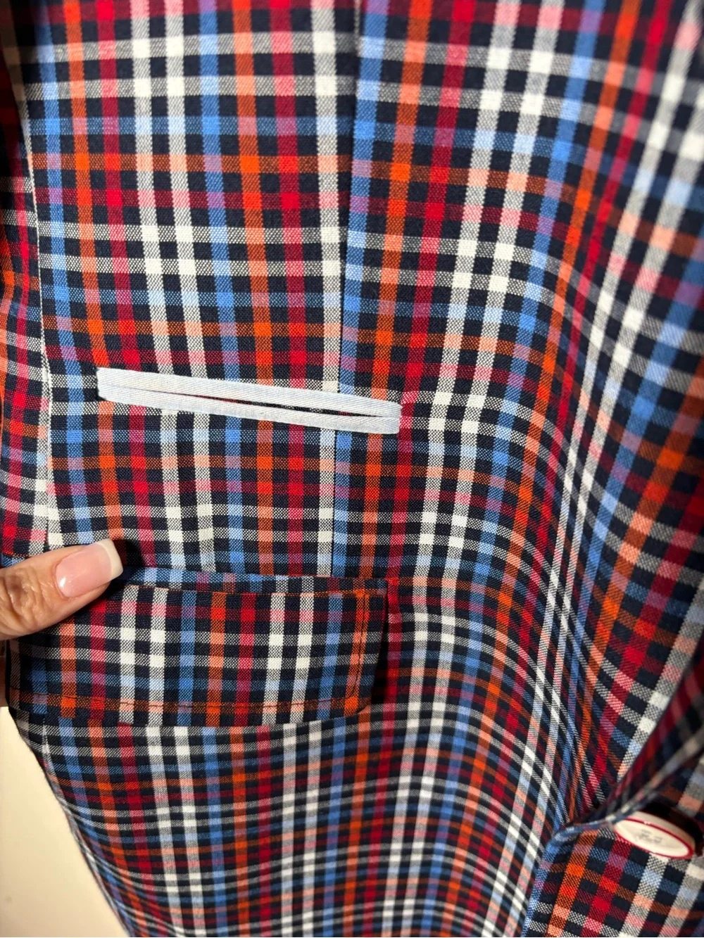 {EUC} INSERCH Men's Multicolor Check Sport Blazer - Red & Blue Plaid M